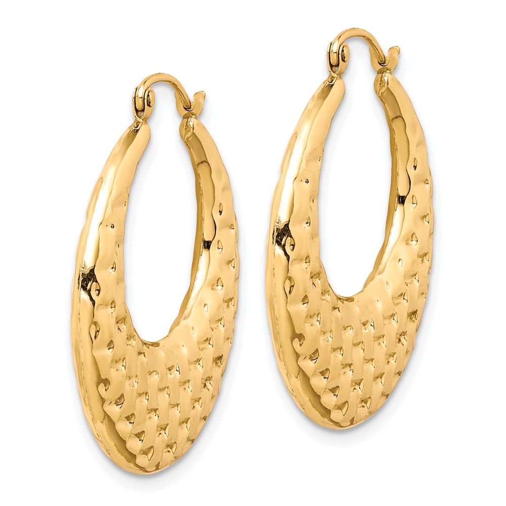 10k Polished Textured Hoop Earrings (10TC409)