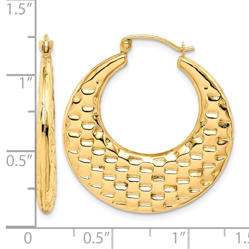 10k Polished Textured Hoop Earrings (10TC409)