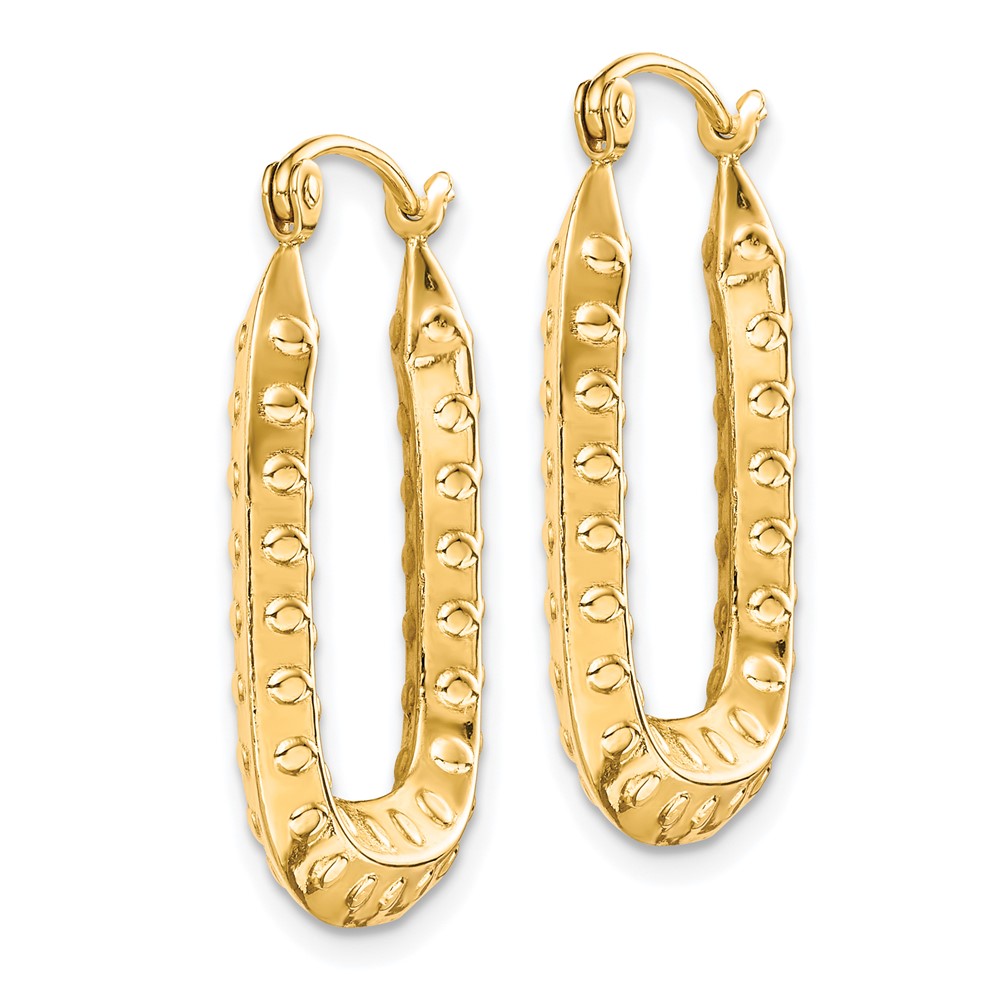 10k Polished Textured Rectangle Hoop Earrings (10TC412)