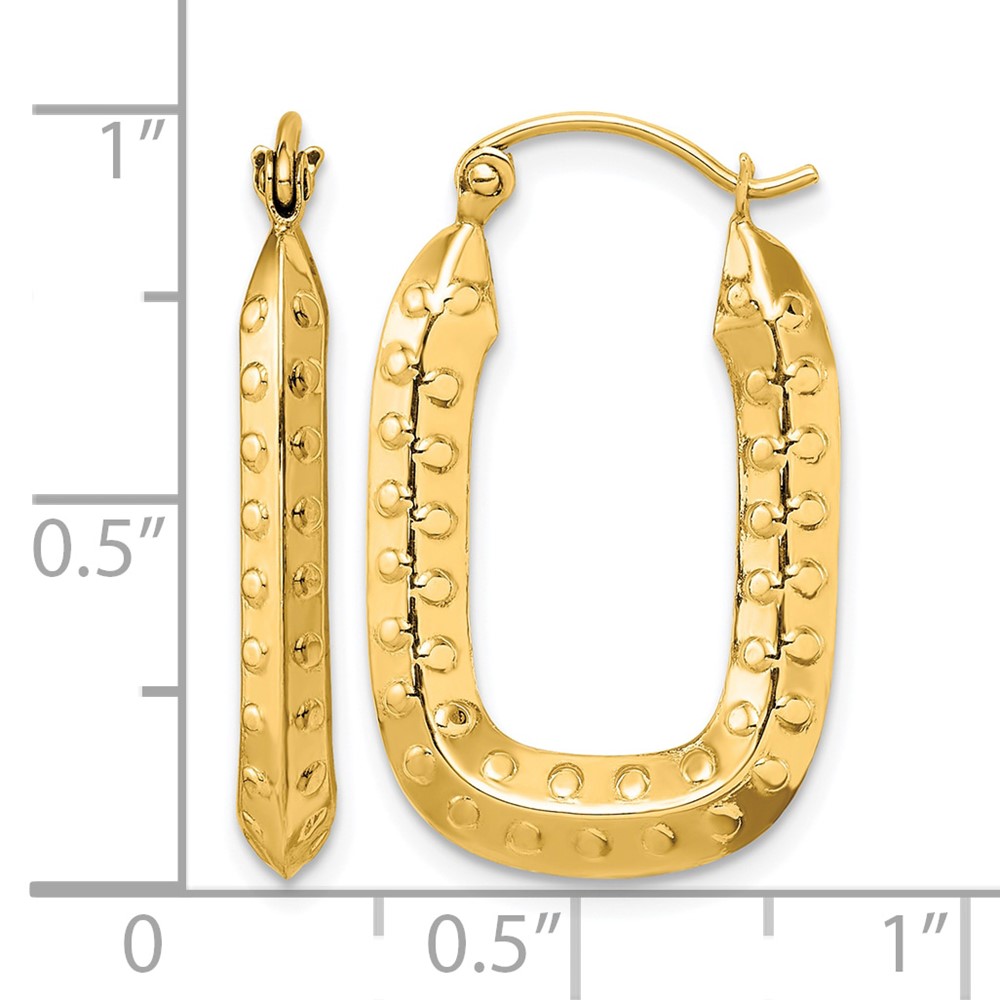 10k Polished Textured Rectangle Hoop Earrings (10TC412)