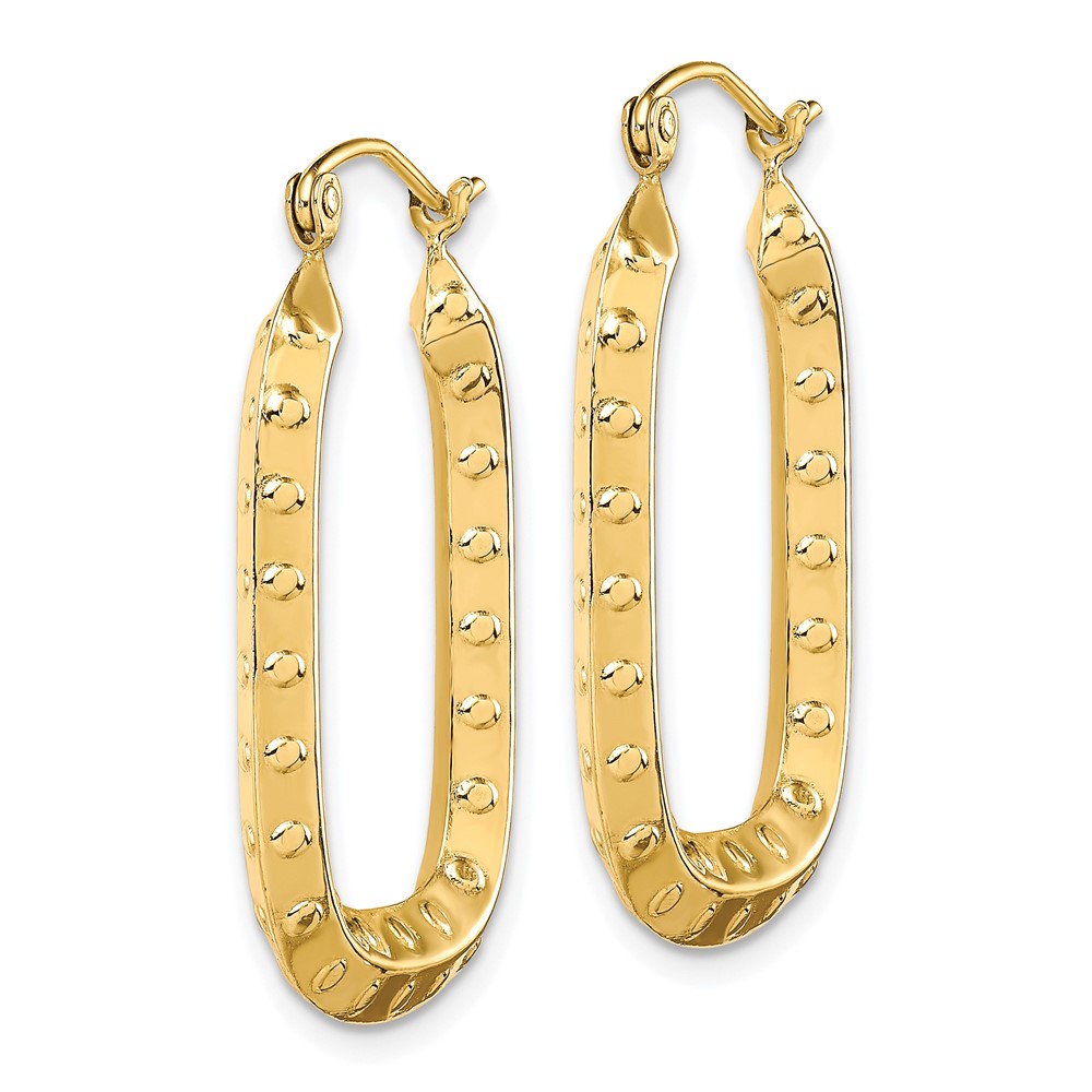 10k Polished Textured Rectangle Hoop Earrings (10TC413)