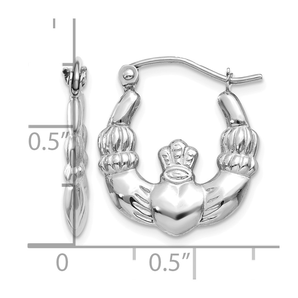 10k White Gold Claddagh Hoop Earrings (10TC498)