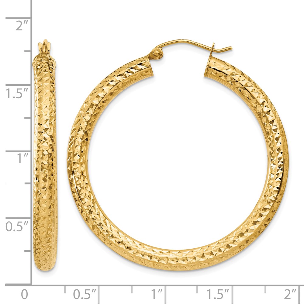 10k Diamond-cut 4mm Round Hoop Earrings (10TC533)