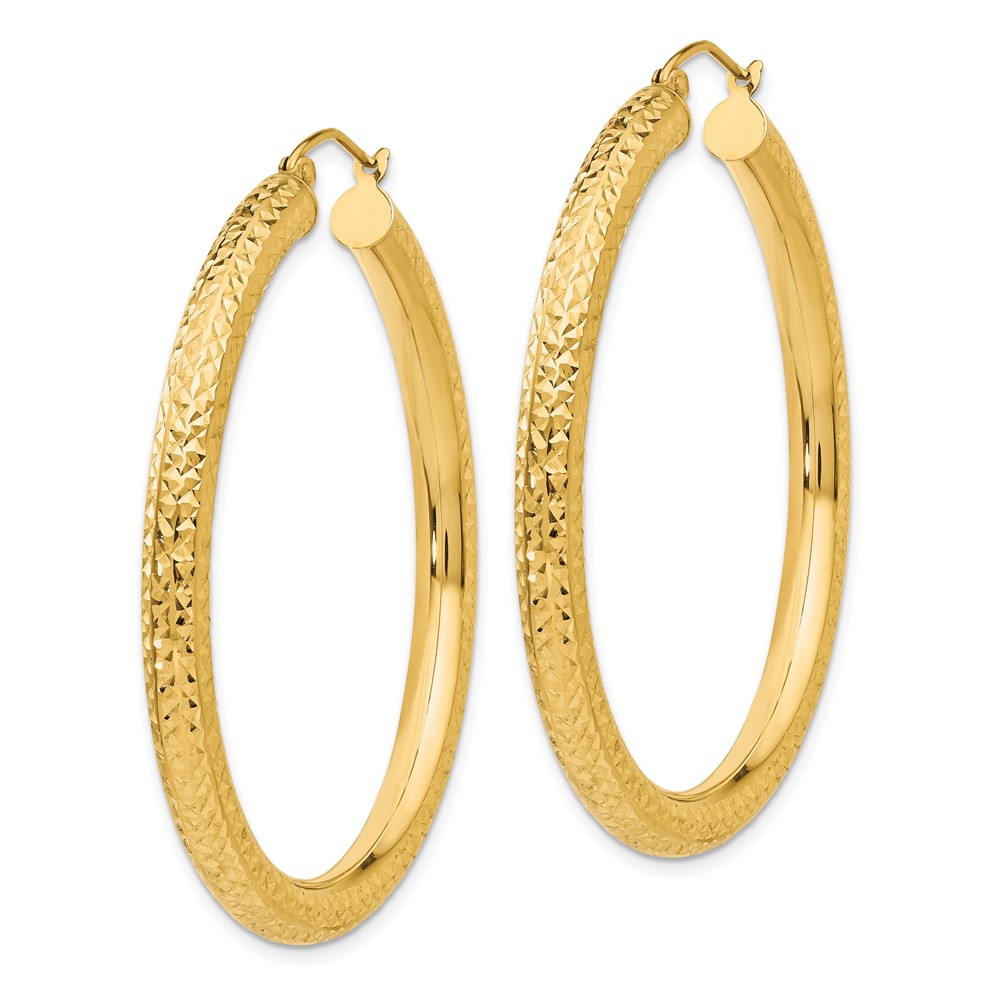 10k Diamond-cut 4mm Round Hoop Earrings (10TC537)