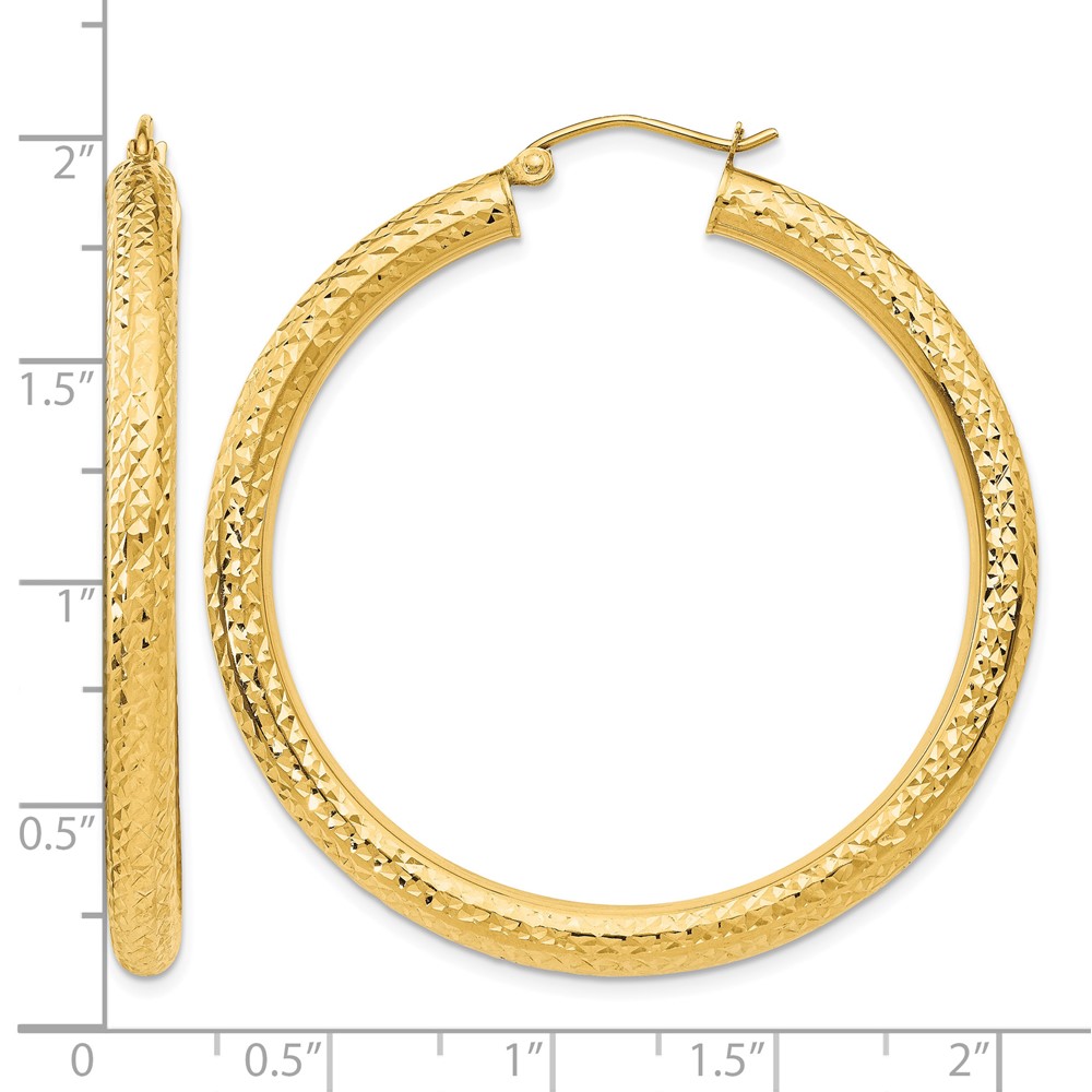 10k Diamond-cut 4mm Round Hoop Earrings (10TC537)