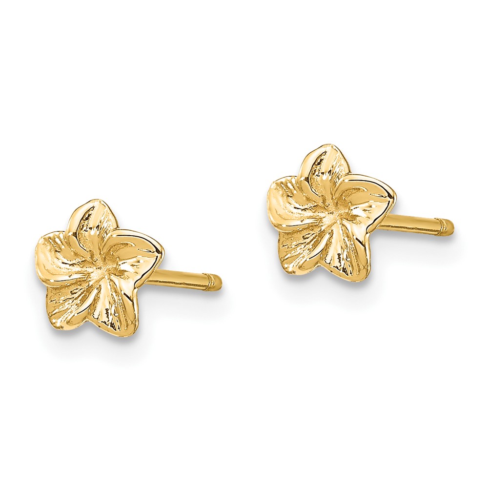10K Plumeria Flower Post Earrings (10TC623)