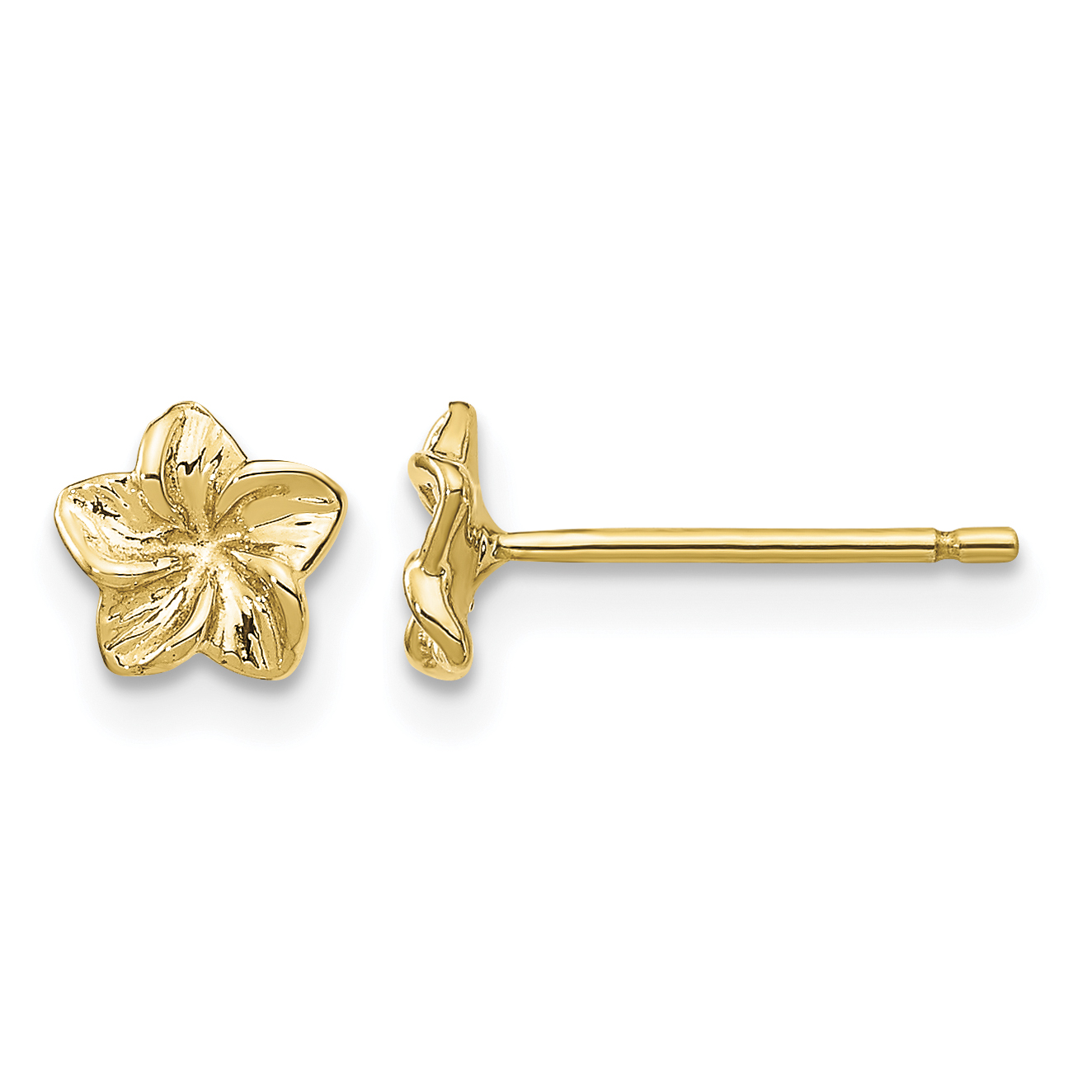 10K Plumeria Flower Post Earrings (10TC623)