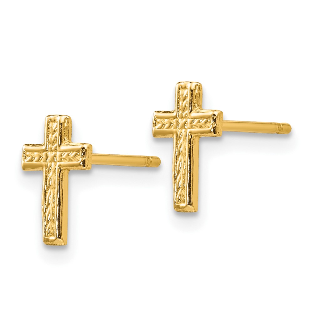 10k Polished Cross Post Earrings (10TC628)