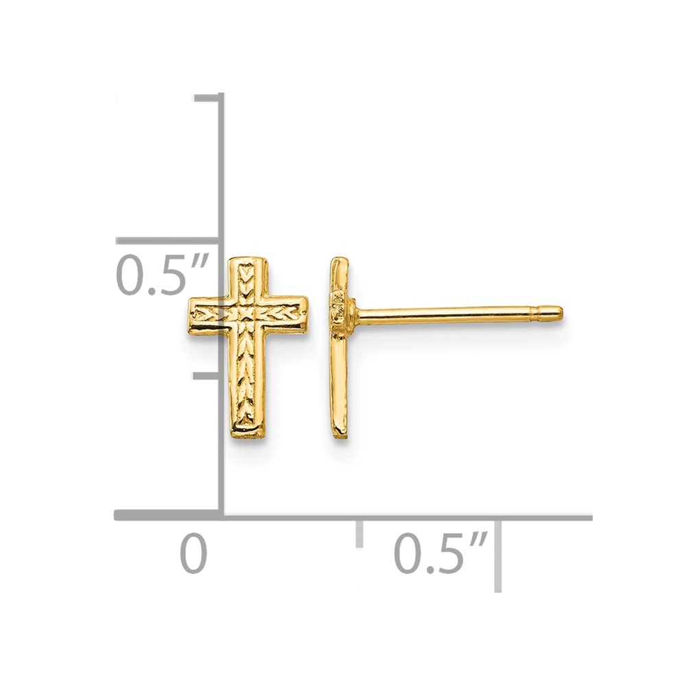 10k Polished Cross Post Earrings (10TC628)