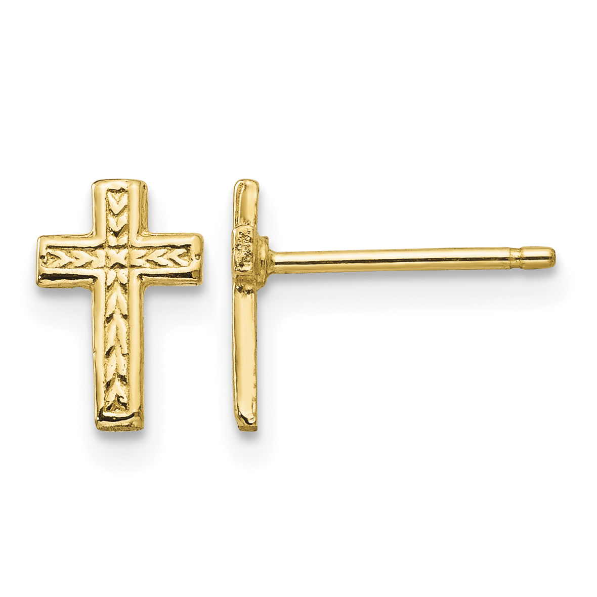 10k Polished Cross Post Earrings (10TC628)