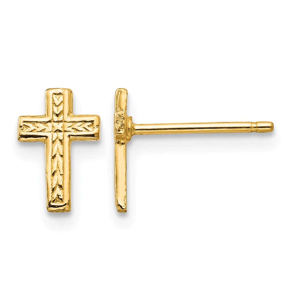 10k Polished Cross Post Earrings (10TC628)