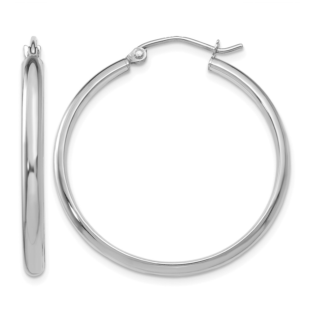 10k White Gold Polished Hoop Earring (10TC651)