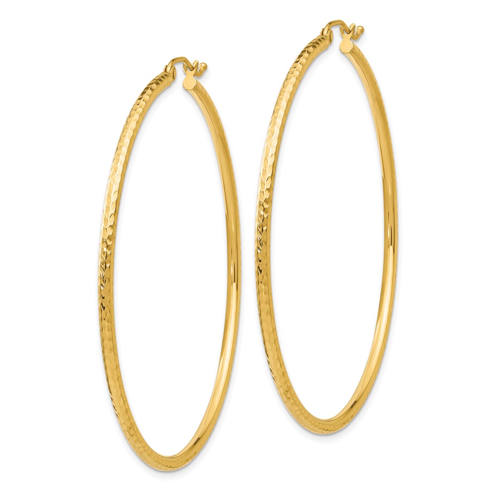 10k Diamond-cut 2mm Round Tube Hoop Earrings (10TC768)