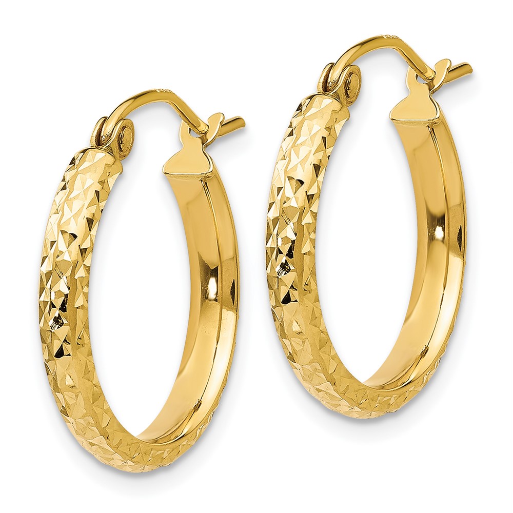 10k Diamond-cut 2.8x18mm Hollow Hoop Earrings (10TC793)