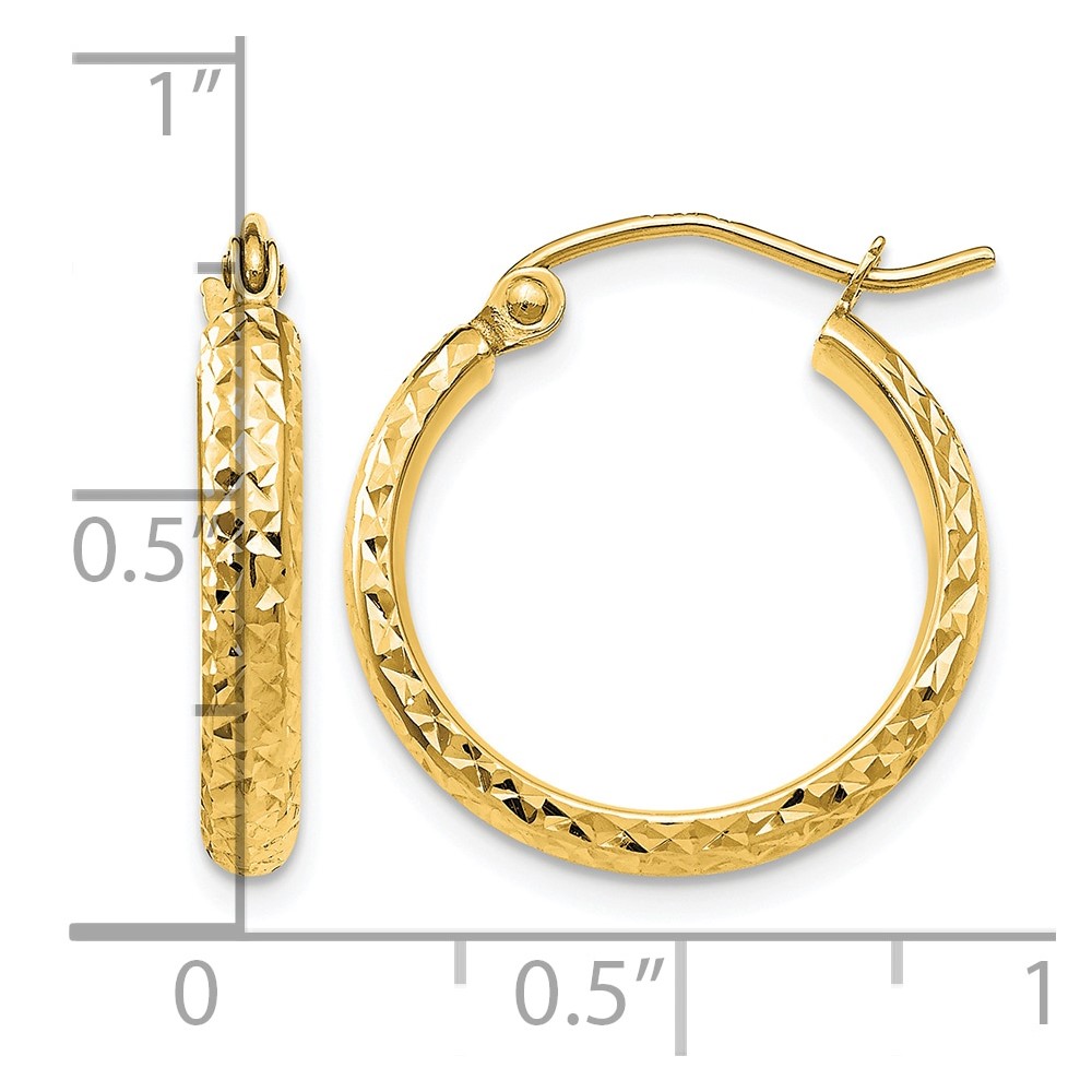 10k Diamond-cut 2.8x18mm Hollow Hoop Earrings (10TC793)