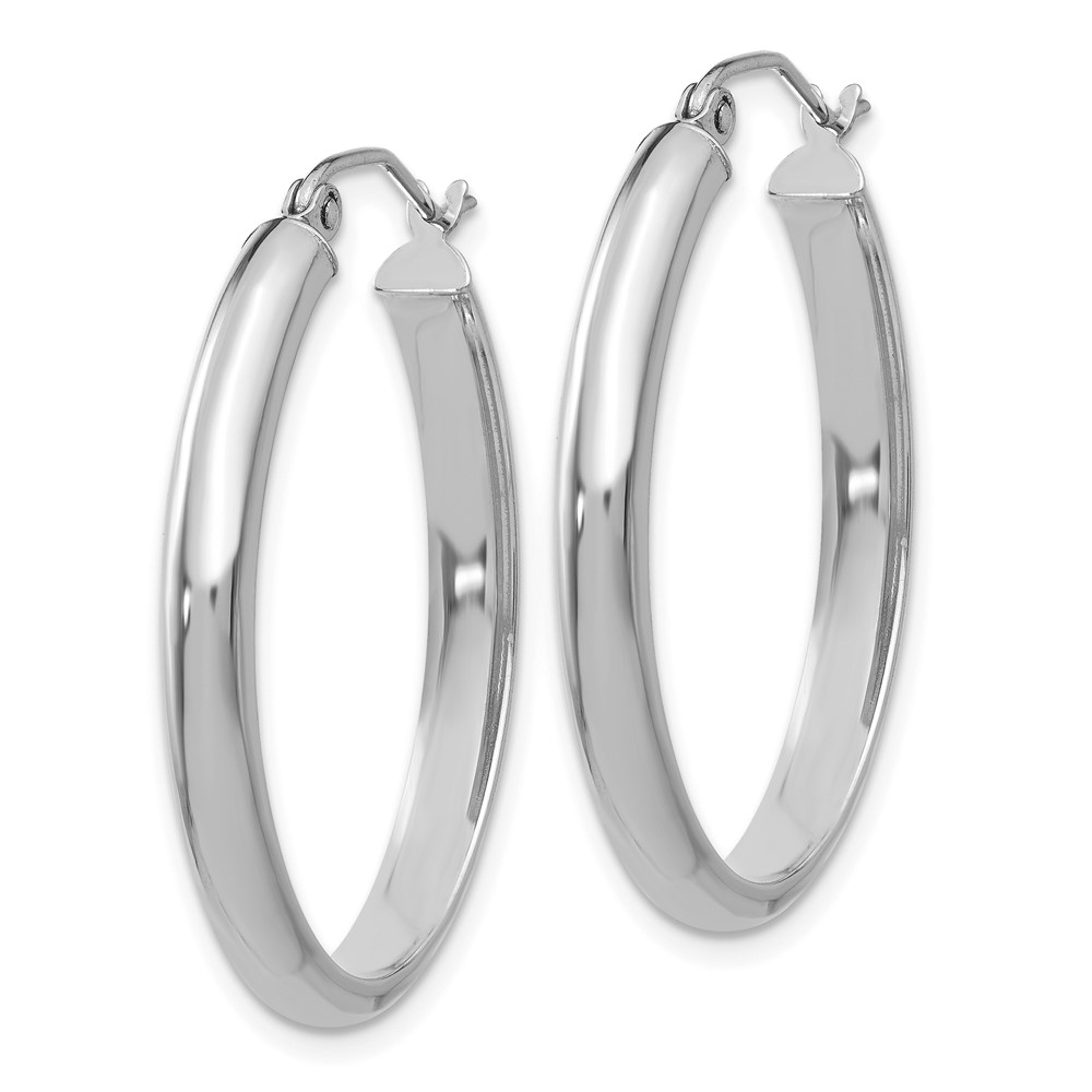10k White Gold Polished 3.5mm Oval Hoop Earrings (10TE268)