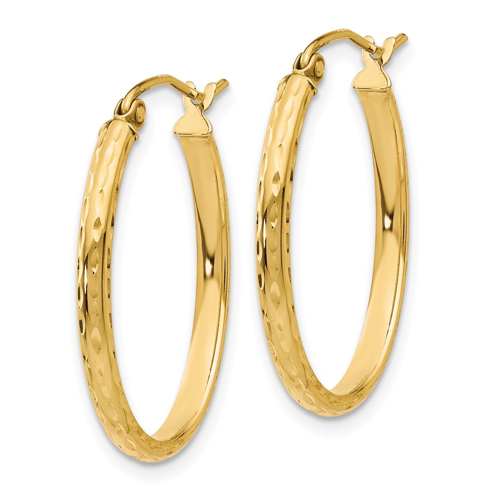 10k Lightweight Diamond-cut Oval Hoop Earrings (10TE512)