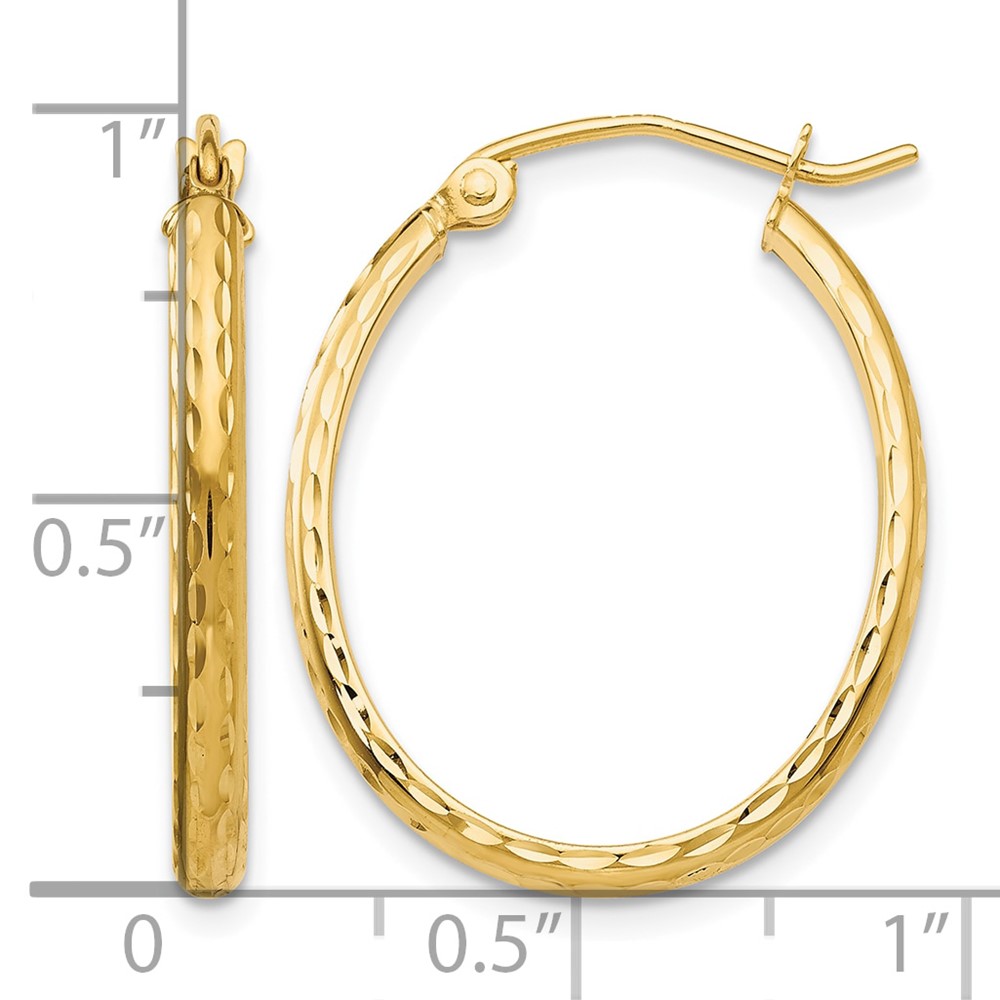 10k Lightweight Diamond-cut Oval Hoop Earrings (10TE512)