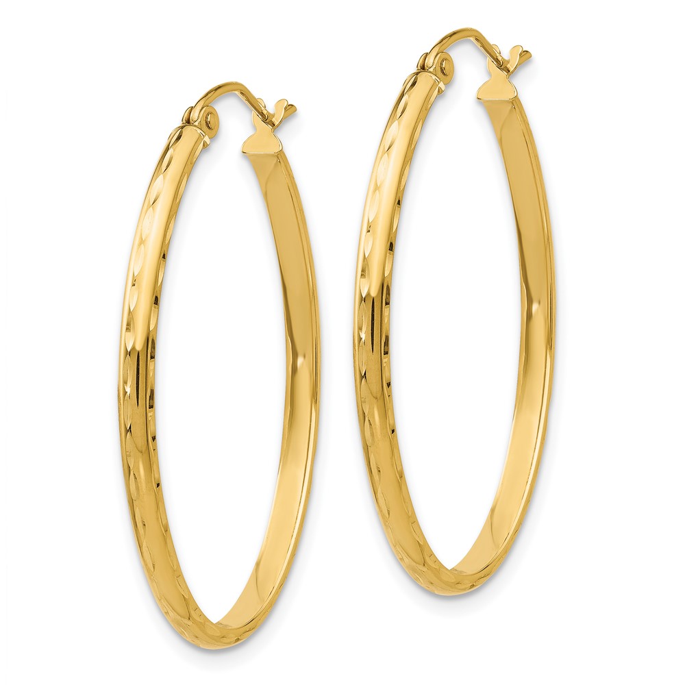 10k Lightweight Diamond-cut Oval Hoop Earrings (10TE514)