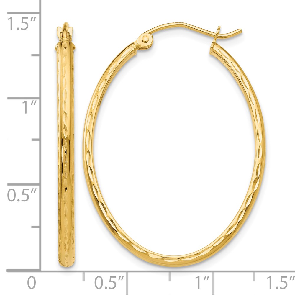10k Lightweight Diamond-cut Oval Hoop Earrings (10TE514)