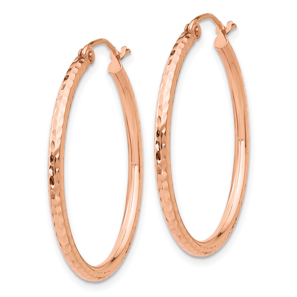10K Rose Gold Diamond-cut Polished Hoop Earrings (10TE518)