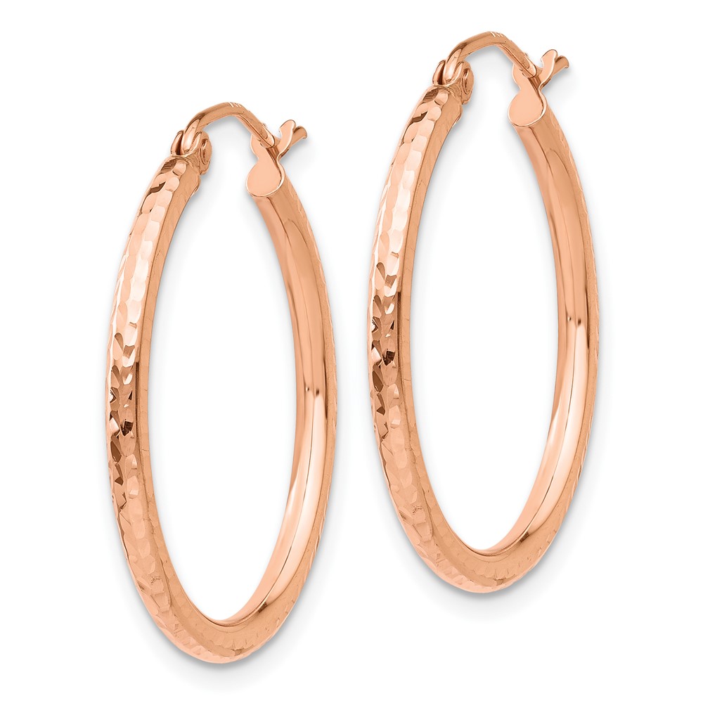 10K Rose Gold Diamond-cut Polished Hoop Earrings (10TE519)