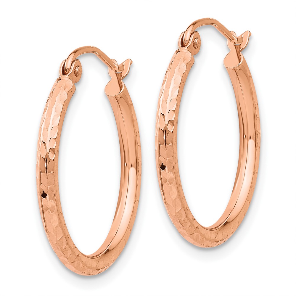 10K Rose Gold Diamond-cut Polished Hoop Earrings (10TE520)