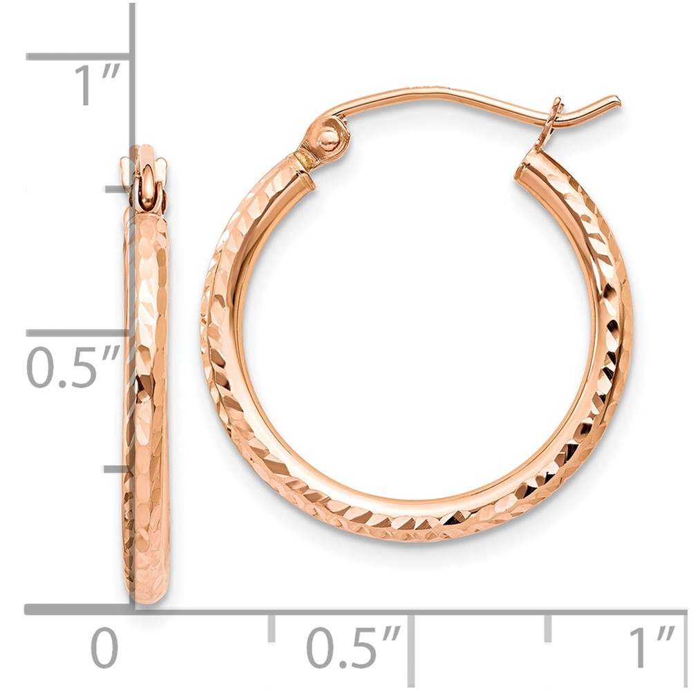 10K Rose Gold Diamond-cut Polished Hoop Earrings (10TE520)