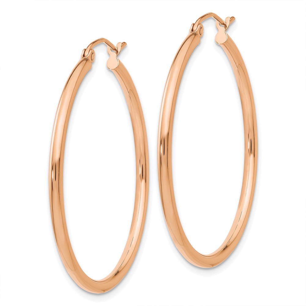 10k Rose Gold Polished 2mm Lightweight Tube Hoop Earrings (10TE527)