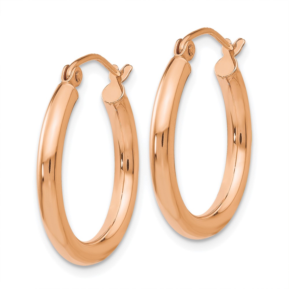 10k Rose Gold Polished 2.5mm Lightweight Tube Hoop Earrings (10TE531)