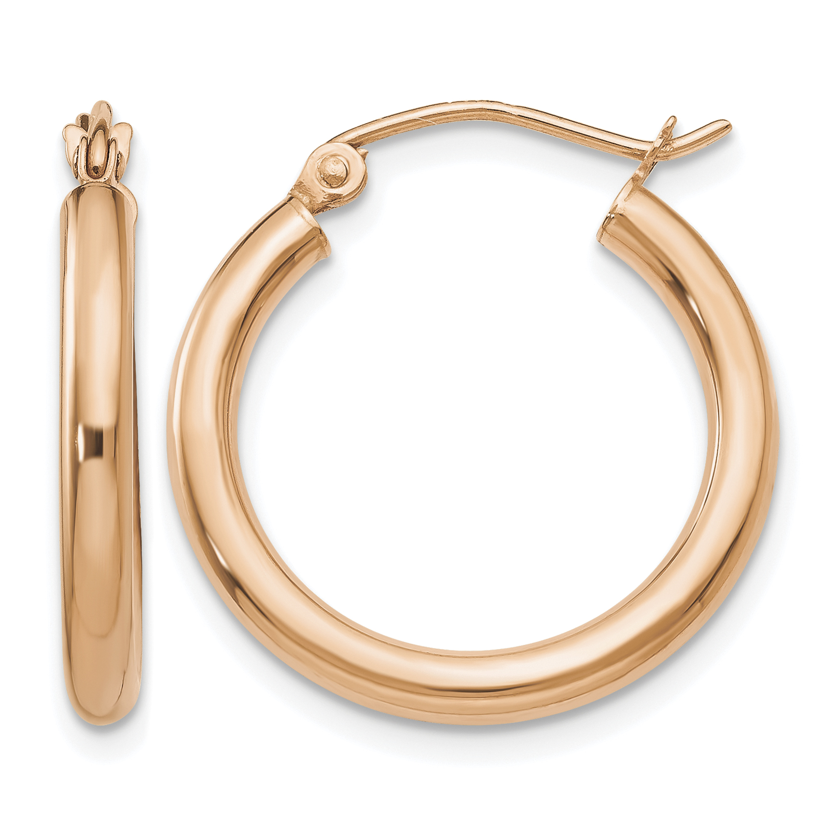 10k Rose Gold Polished 2.5mm Lightweight Tube Hoop Earrings (10TE531)