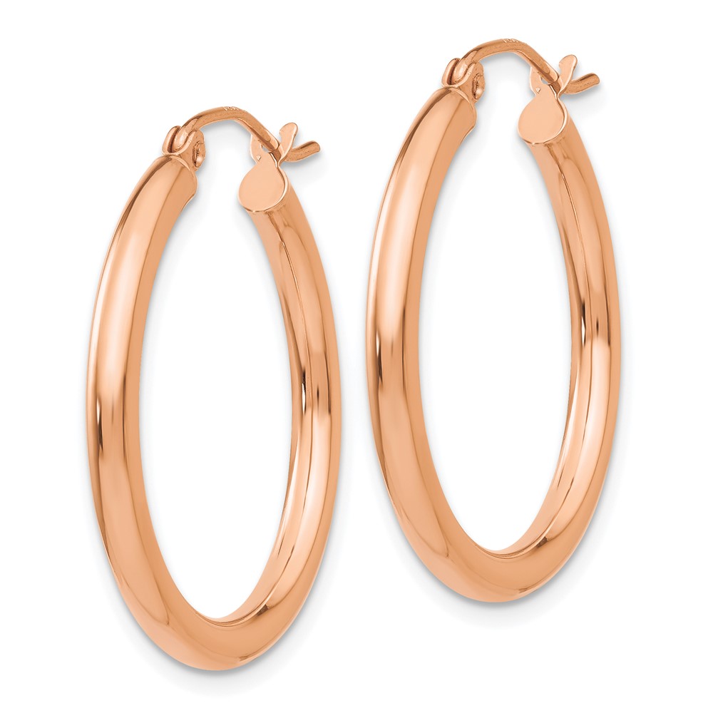 10k Rose Gold Polished 2.5mm Lightweight Tube Hoop Earrings (10TE532)