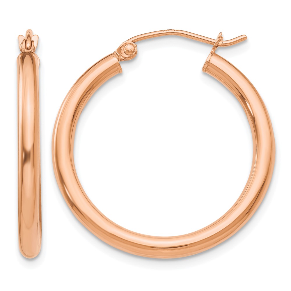 10k Rose Gold Polished 2.5mm Lightweight Tube Hoop Earrings (10TE532)