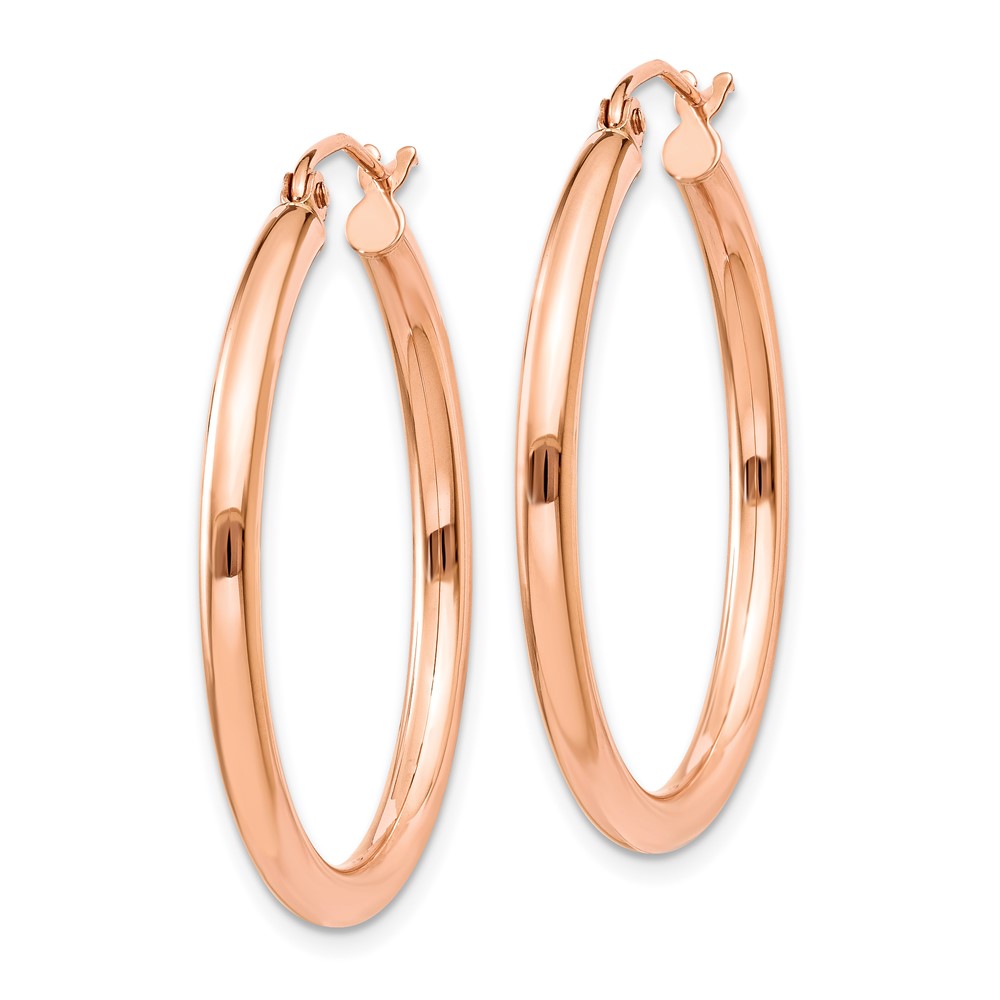 10k Rose Gold Polished 2.5mm Lightweight Tube Hoop Earrings (10TE533)