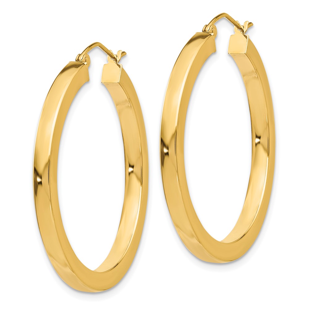10k 3mm Polished Square Hoop Earrings (10TE539)