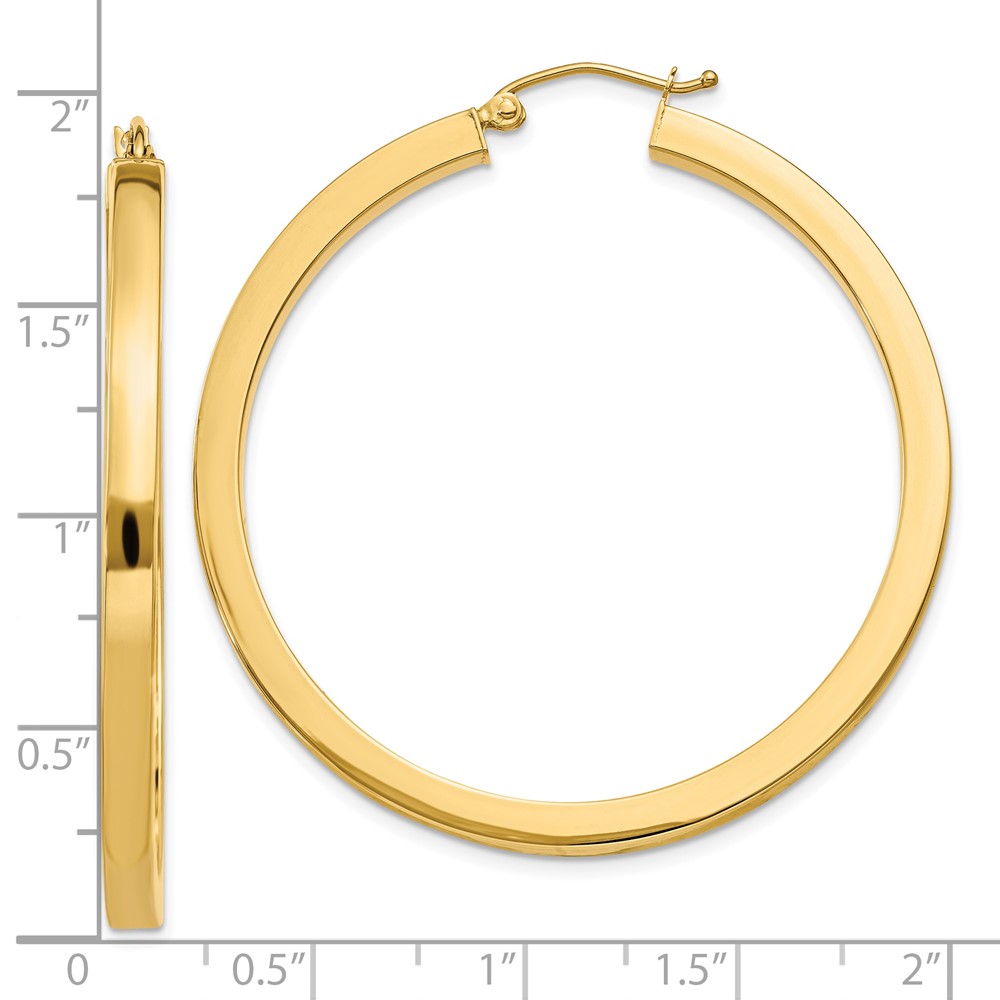 10k 3mm Polished Square Hoop Earrings (10TE541)