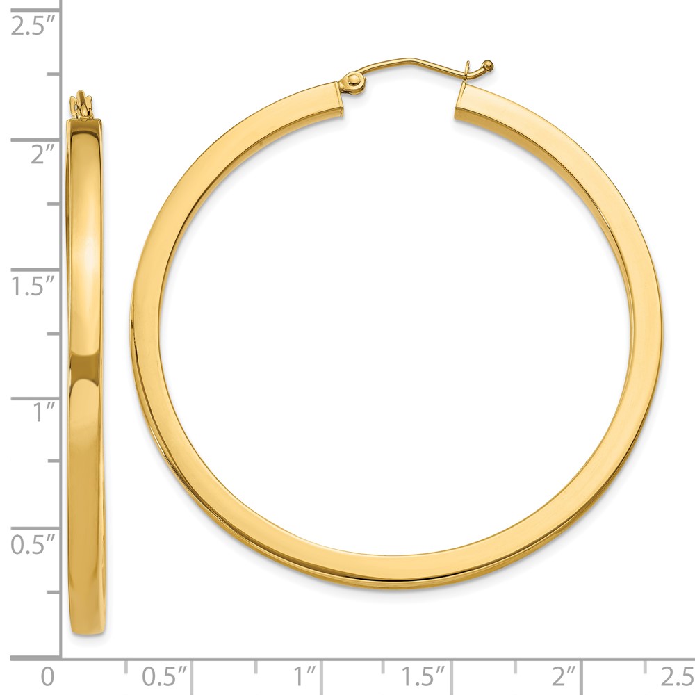 10k 3mm Polished Square Hoop Earrings (10TE542)
