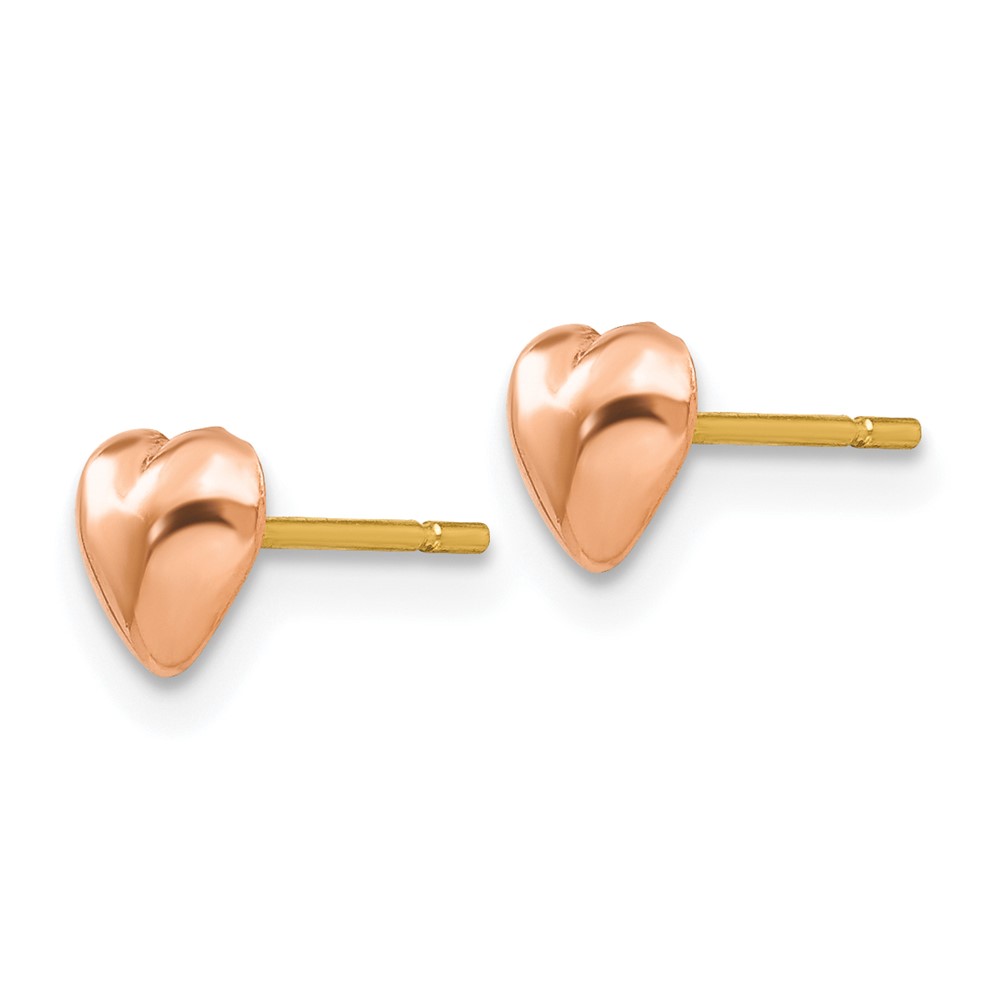 10K Rose Gold Polished Heart Post Earrings (10TE597R)