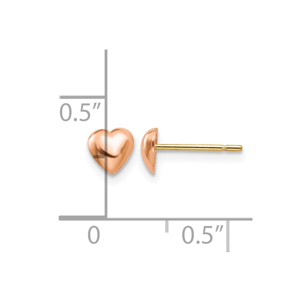 10K Rose Gold Polished Heart Post Earrings (10TE597R)
