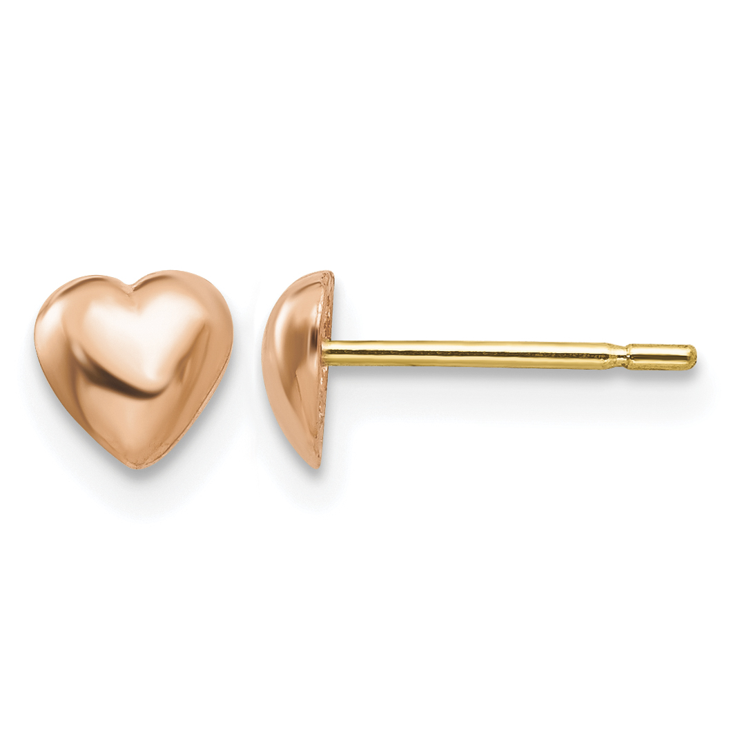 10K Rose Gold Polished Heart Post Earrings (10TE597R)