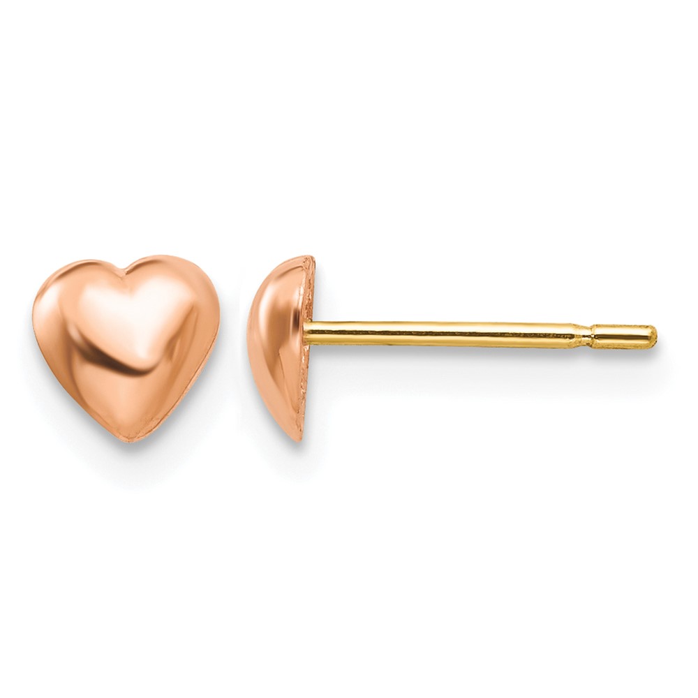 10K Rose Gold Polished Heart Post Earrings (10TE597R)