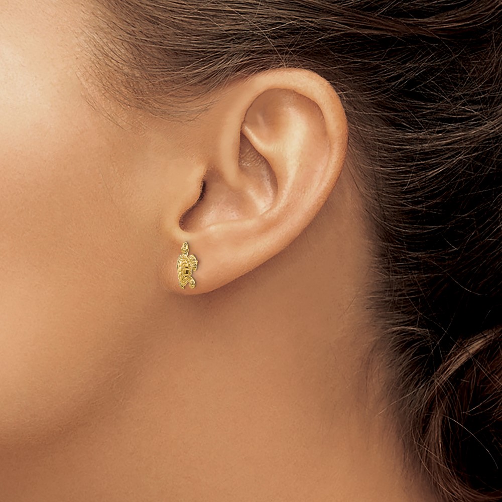 10k Turtle Post Earrings (10TE627)
