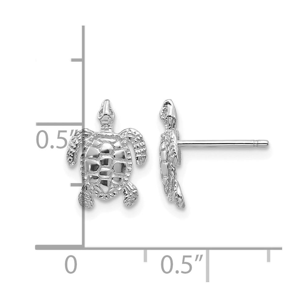 10k White Gold Turtle Post Earrings (10TE627W)