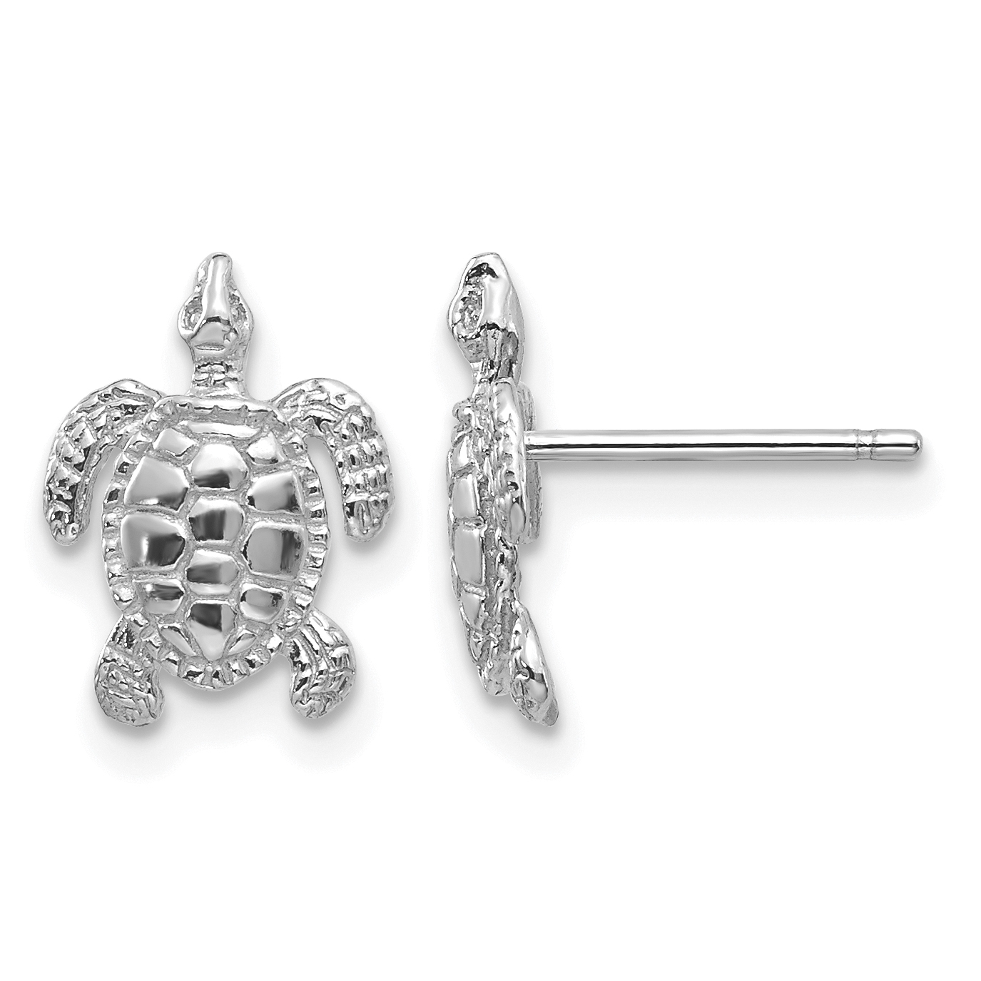 10k White Gold Turtle Post Earrings (10TE627W)