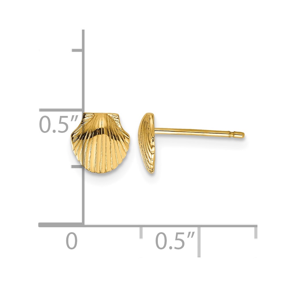 10k Mini Scallop Shell Post Earrings (10TE632)