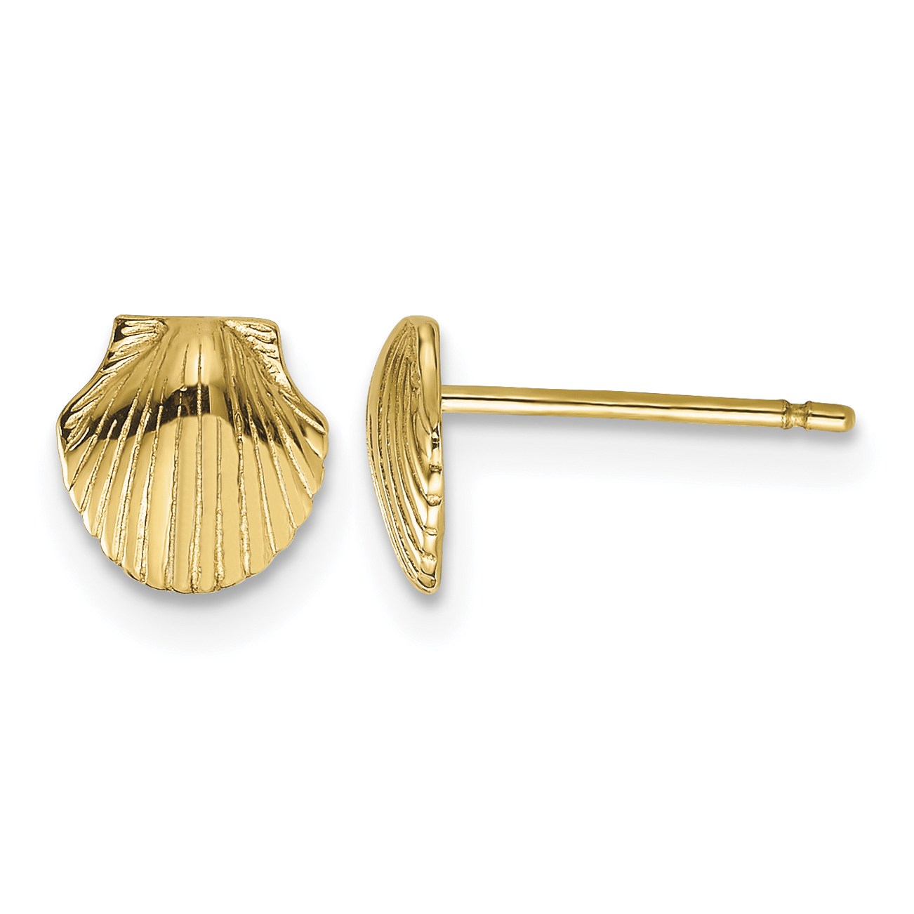 10k Mini Scallop Shell Post Earrings (10TE632)