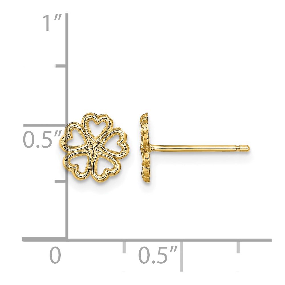 10k Five Hearts Circle Post Earrings (10TE707)