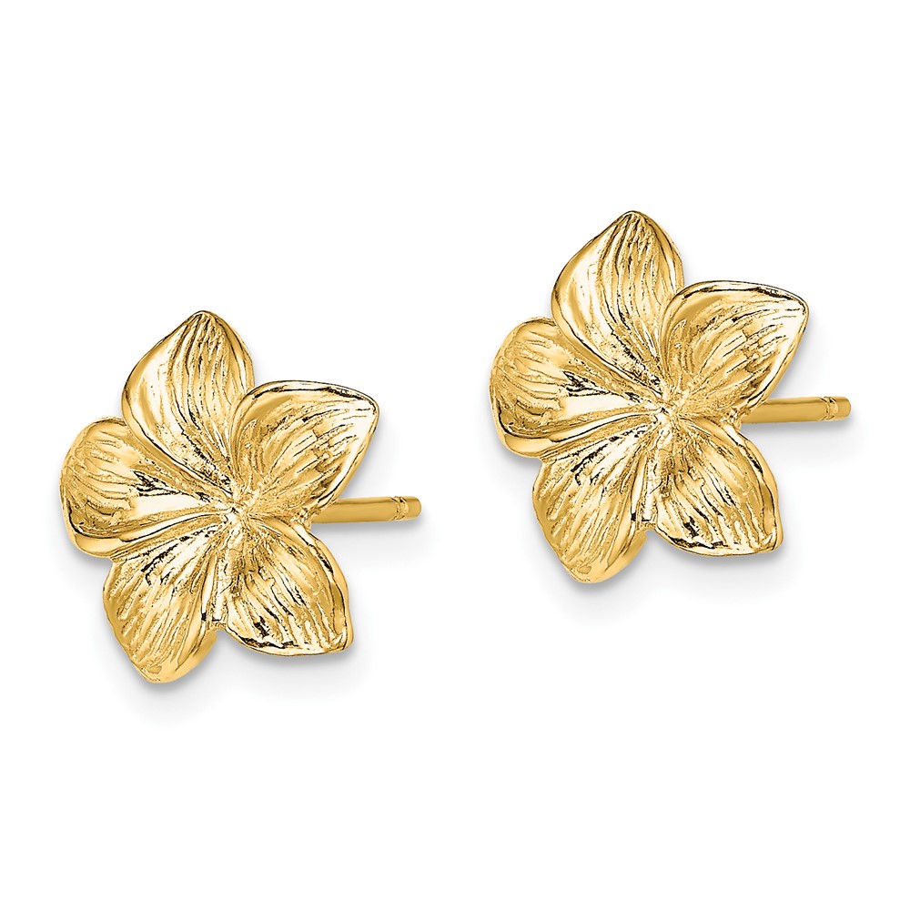 10K Plumeria Flower Post Earrings (10TE723)