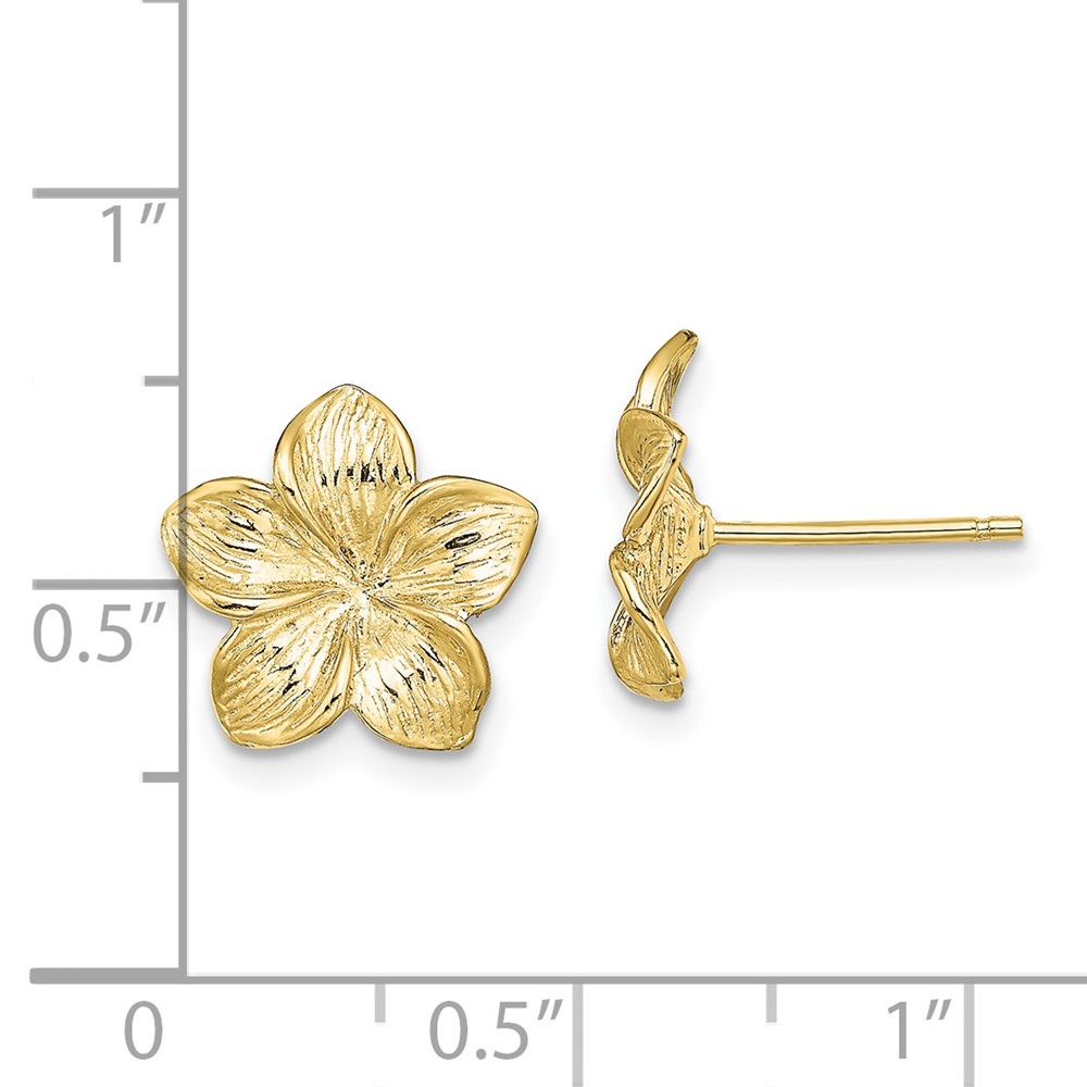 10K Plumeria Flower Post Earrings (10TE723)