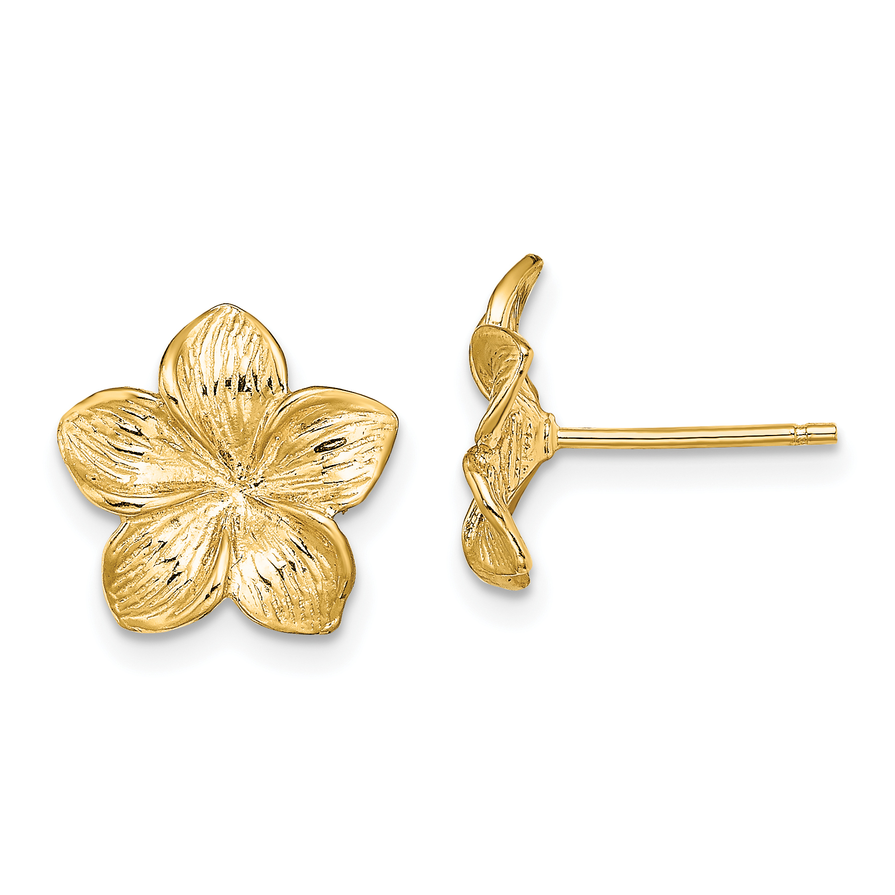10K Plumeria Flower Post Earrings (10TE723)